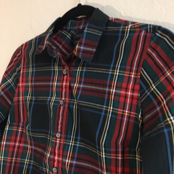 J Crew 100% Cotton Perfect Button Down 2 Tartan Plaid Professional Workwear - Picture 7 of 16